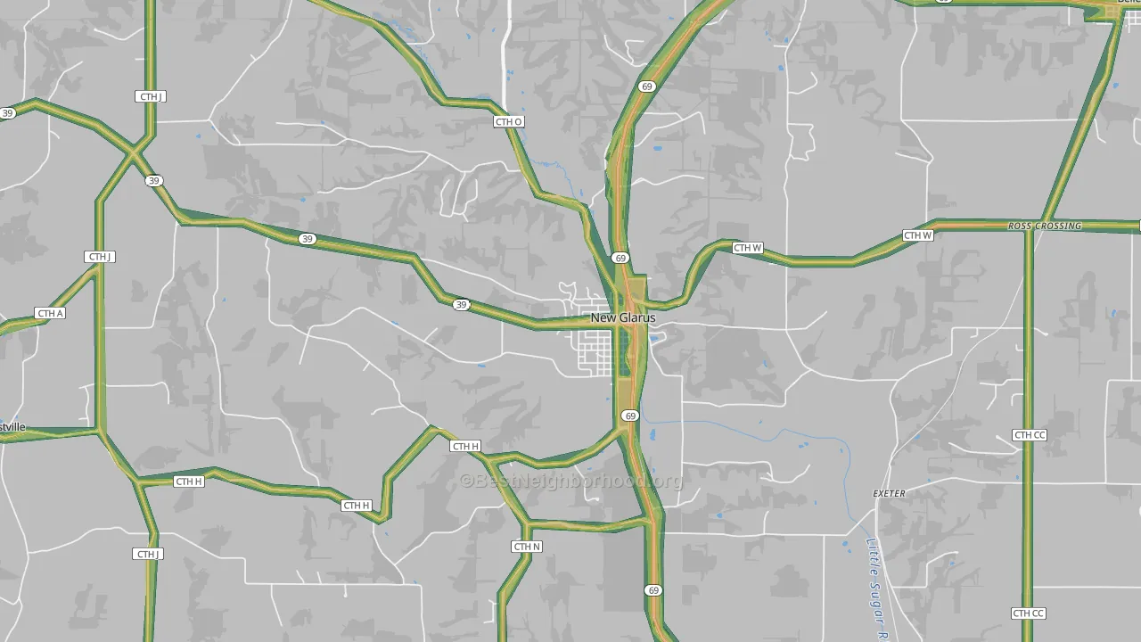 53574, WI Map of Noise Levels in 53574