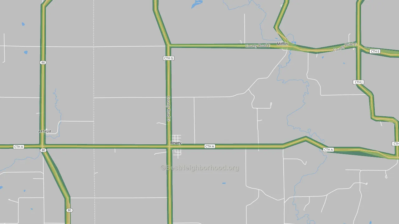 53580, WI Map of Noise Levels in 53580