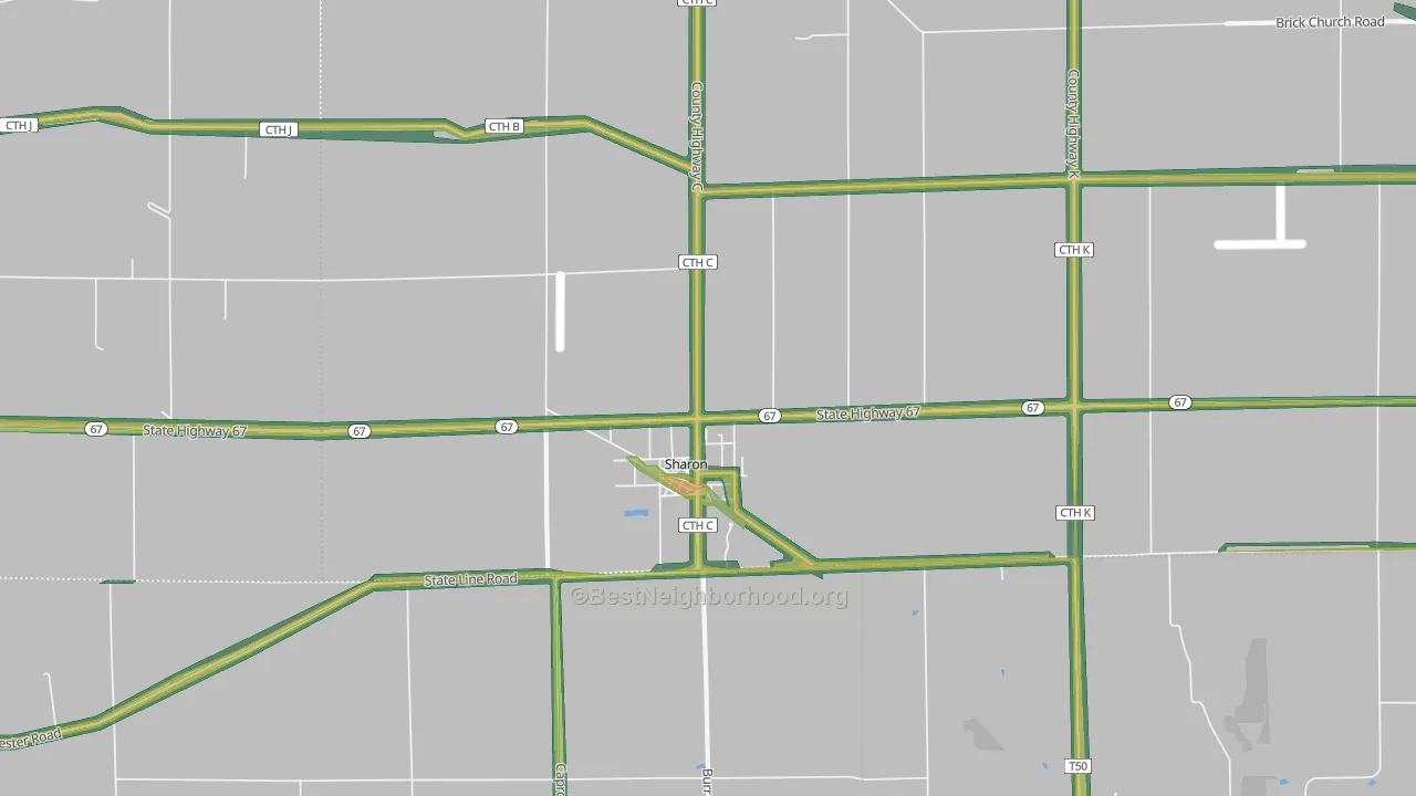 53585, WI Map of Noise Levels in 53585