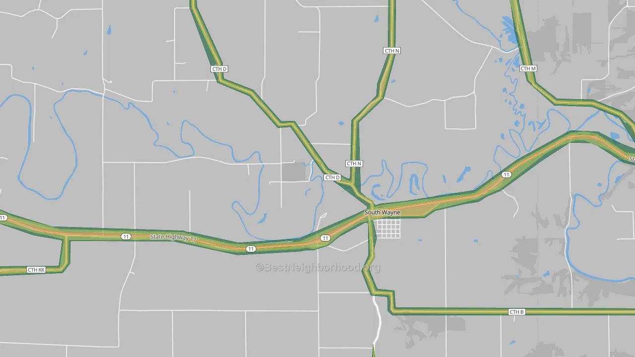 53587, WI Map of Noise Levels in 53587