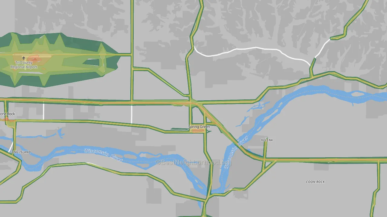 53588, WI Map of Noise Levels in 53588
