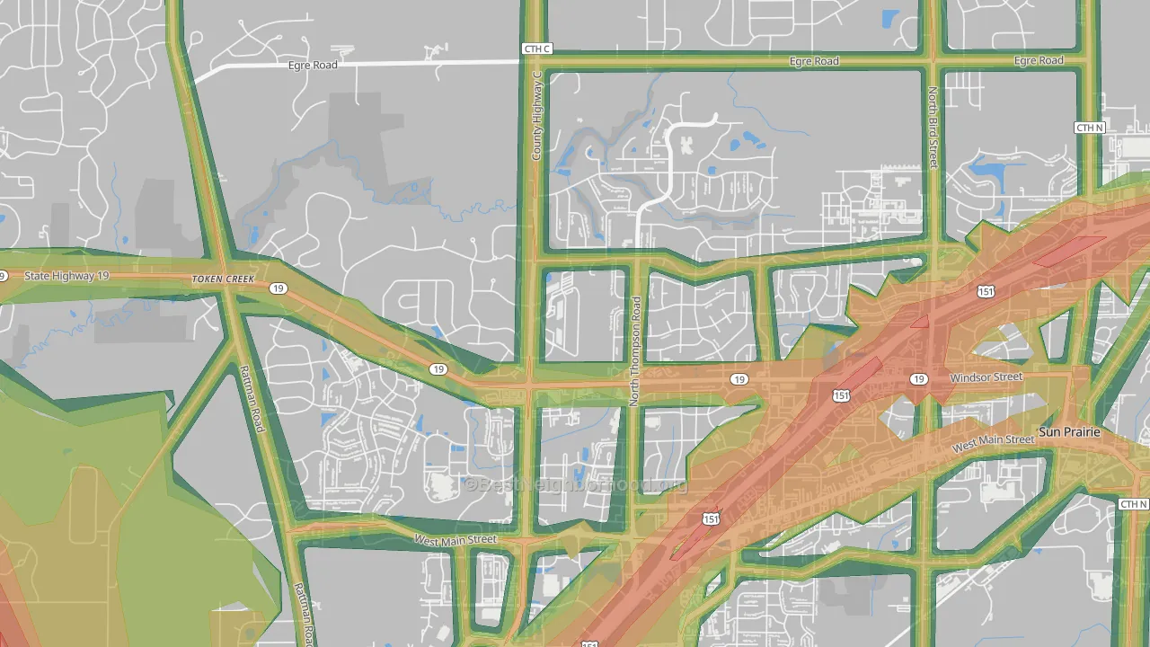 53596, WI Map of Noise Levels in 53596