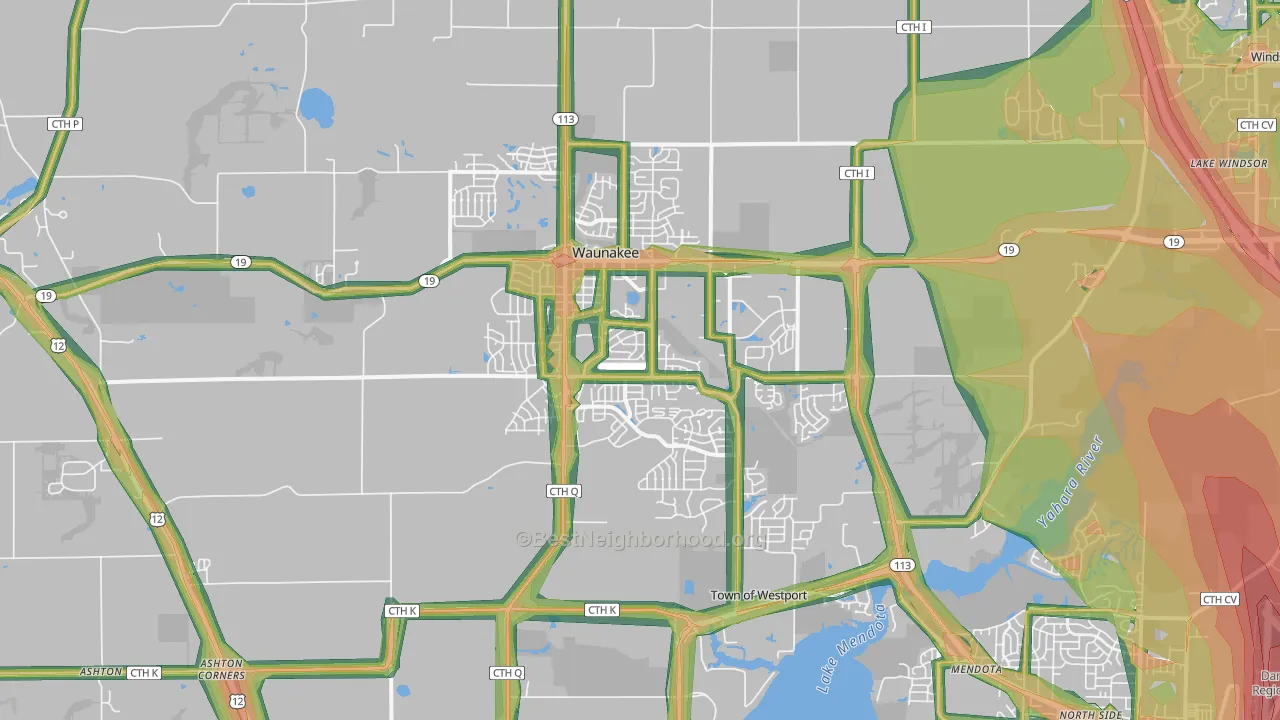 53597, WI Map of Noise Levels in 53597