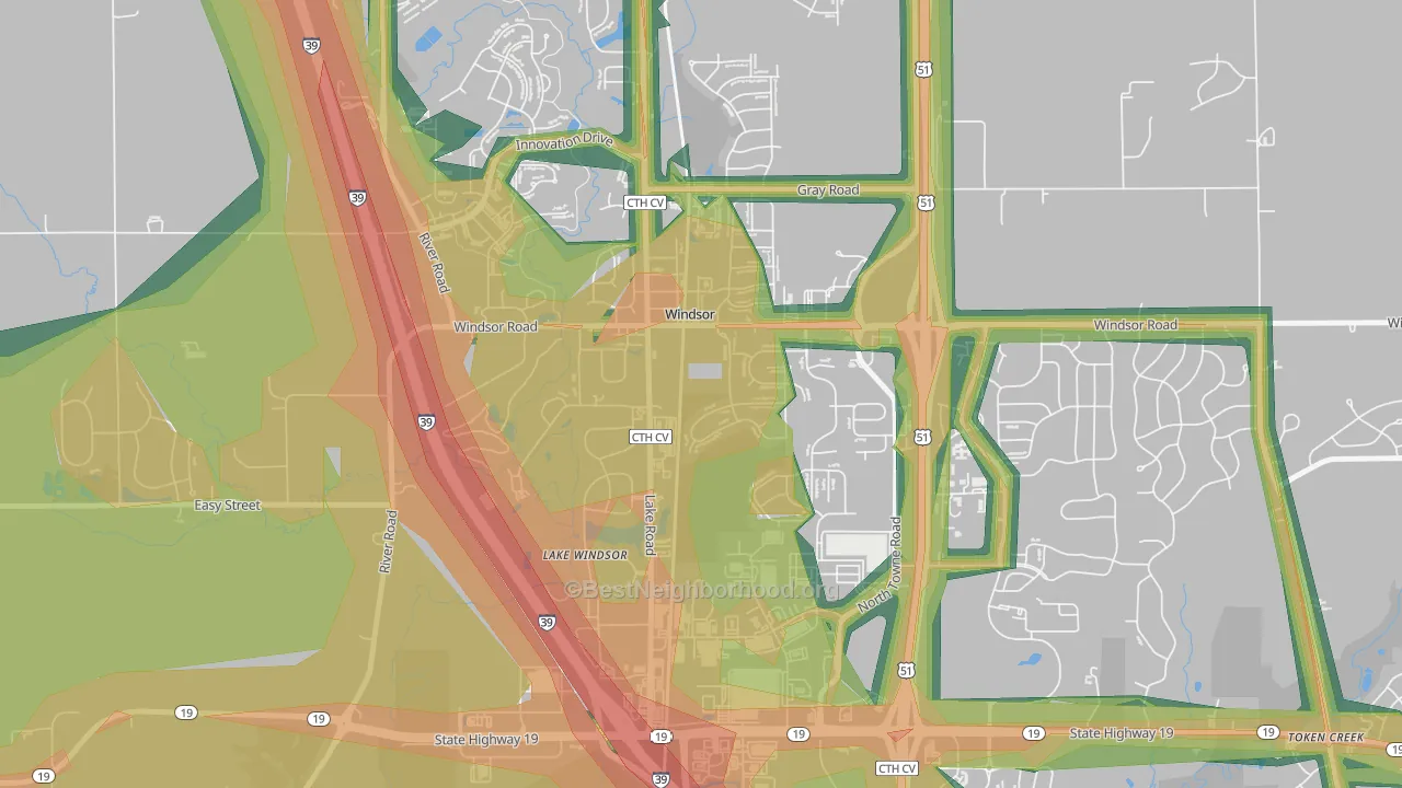 53598, WI Map of Noise Levels in 53598