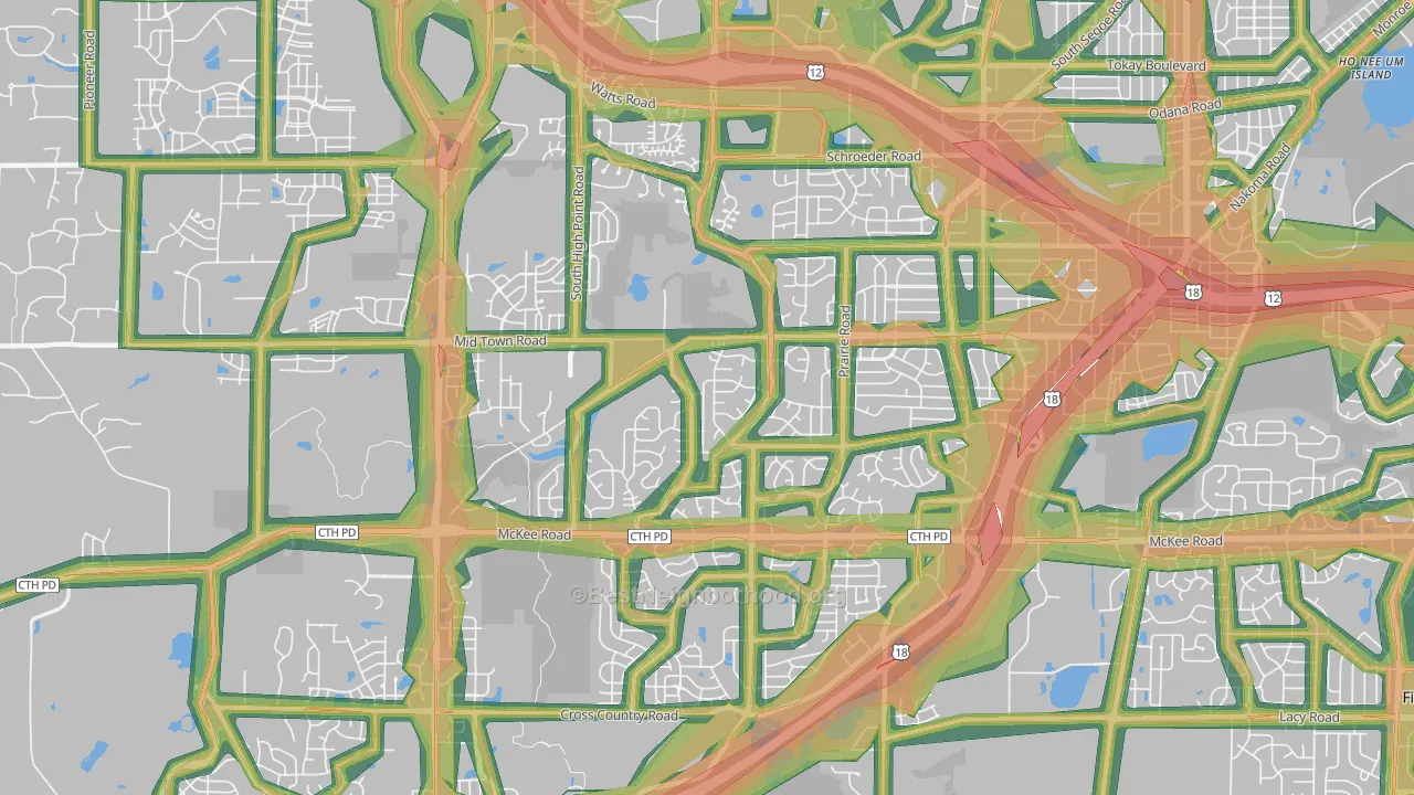 53719, WI Map of Noise Levels in 53719