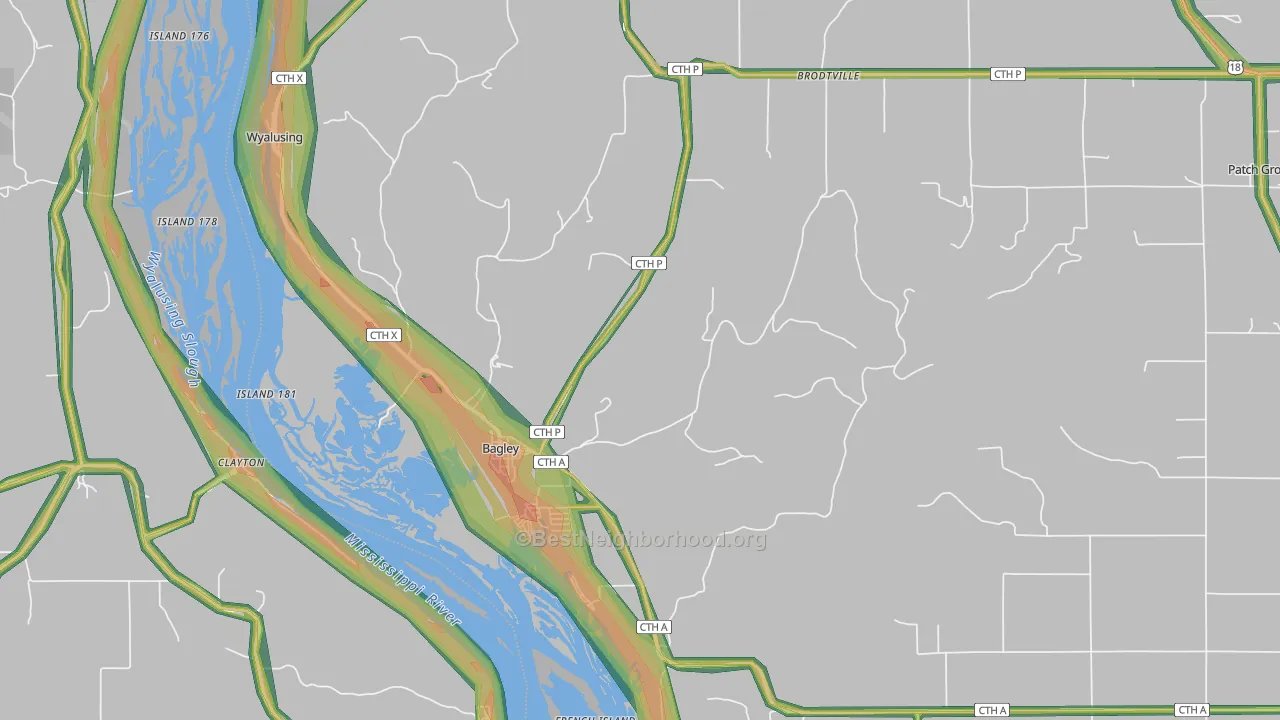 53801, WI Map of Noise Levels in 53801