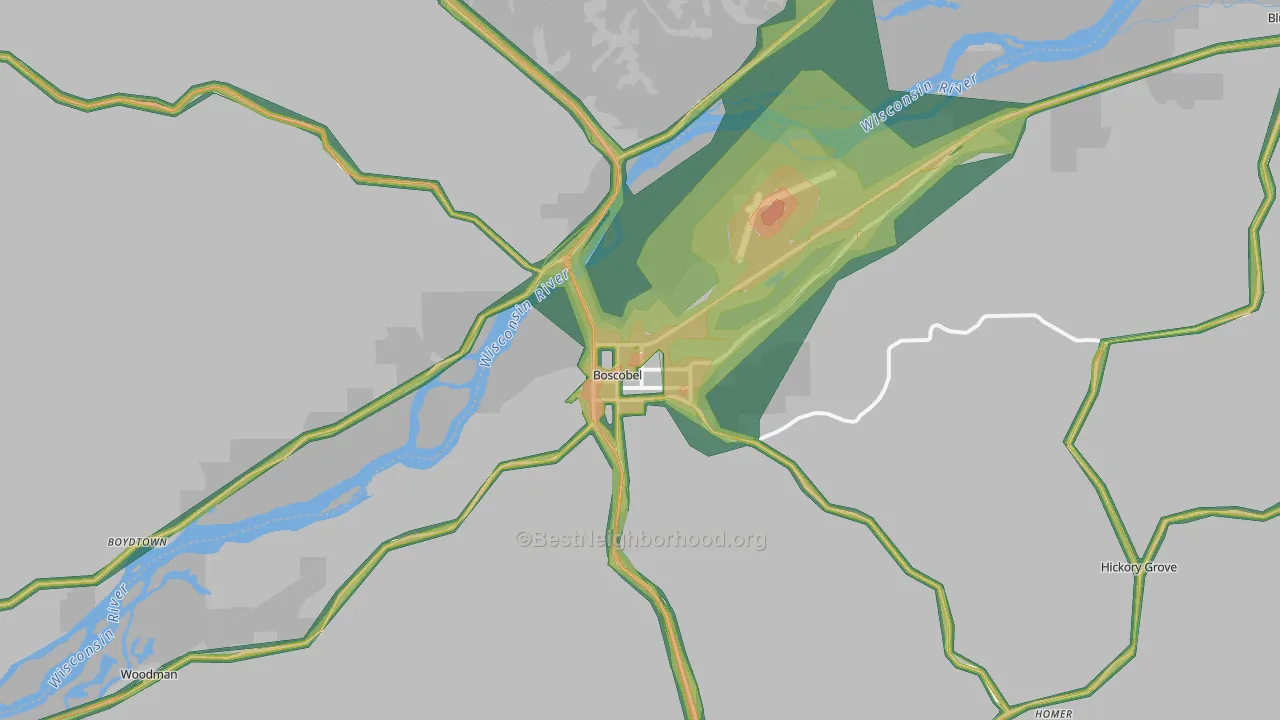 53805, WI Map of Noise Levels in 53805
