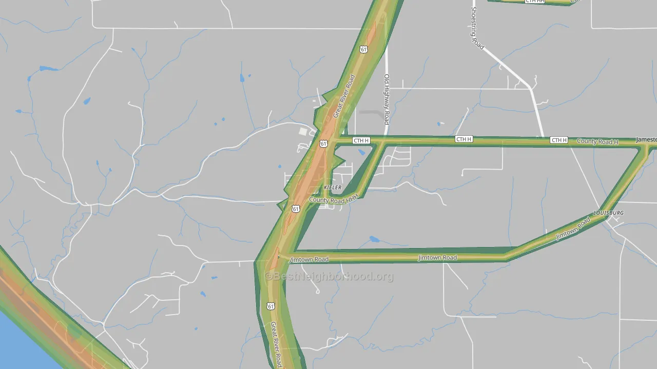 53812, WI Map of Noise Levels in 53812