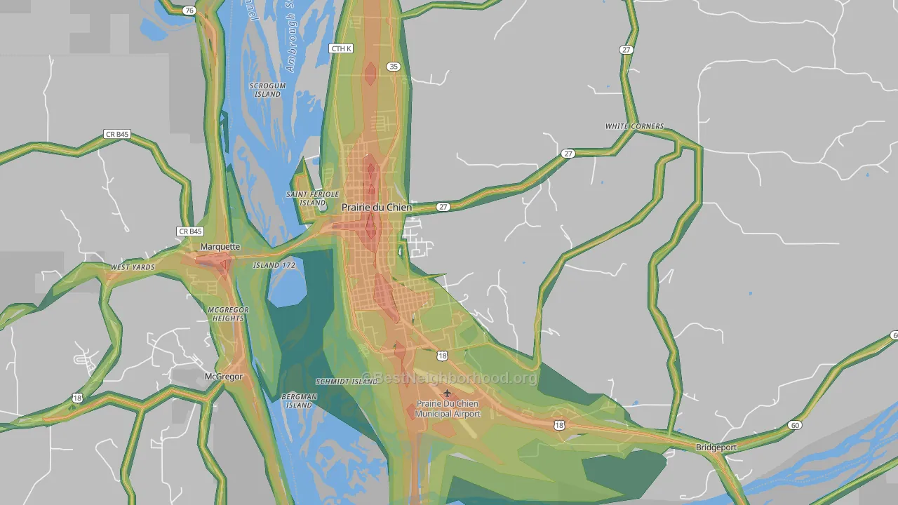 53821, WI Map of Noise Levels in 53821