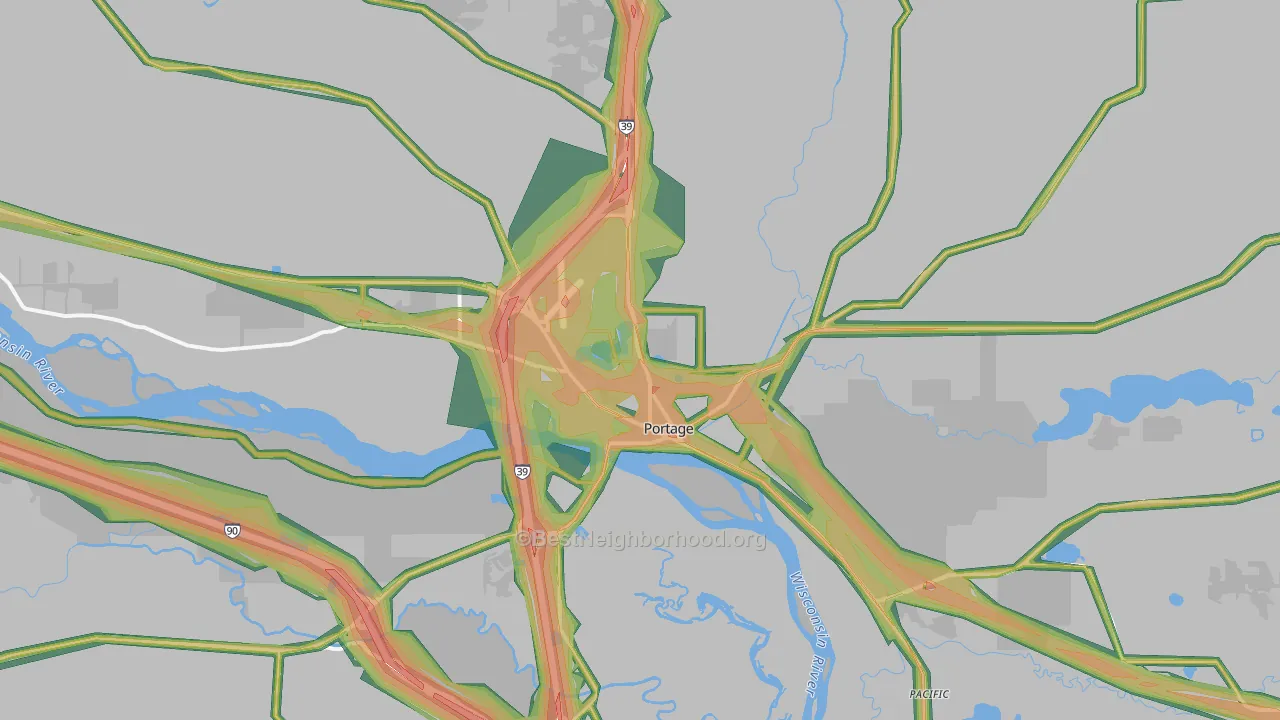 53901, WI Map of Noise Levels in 53901