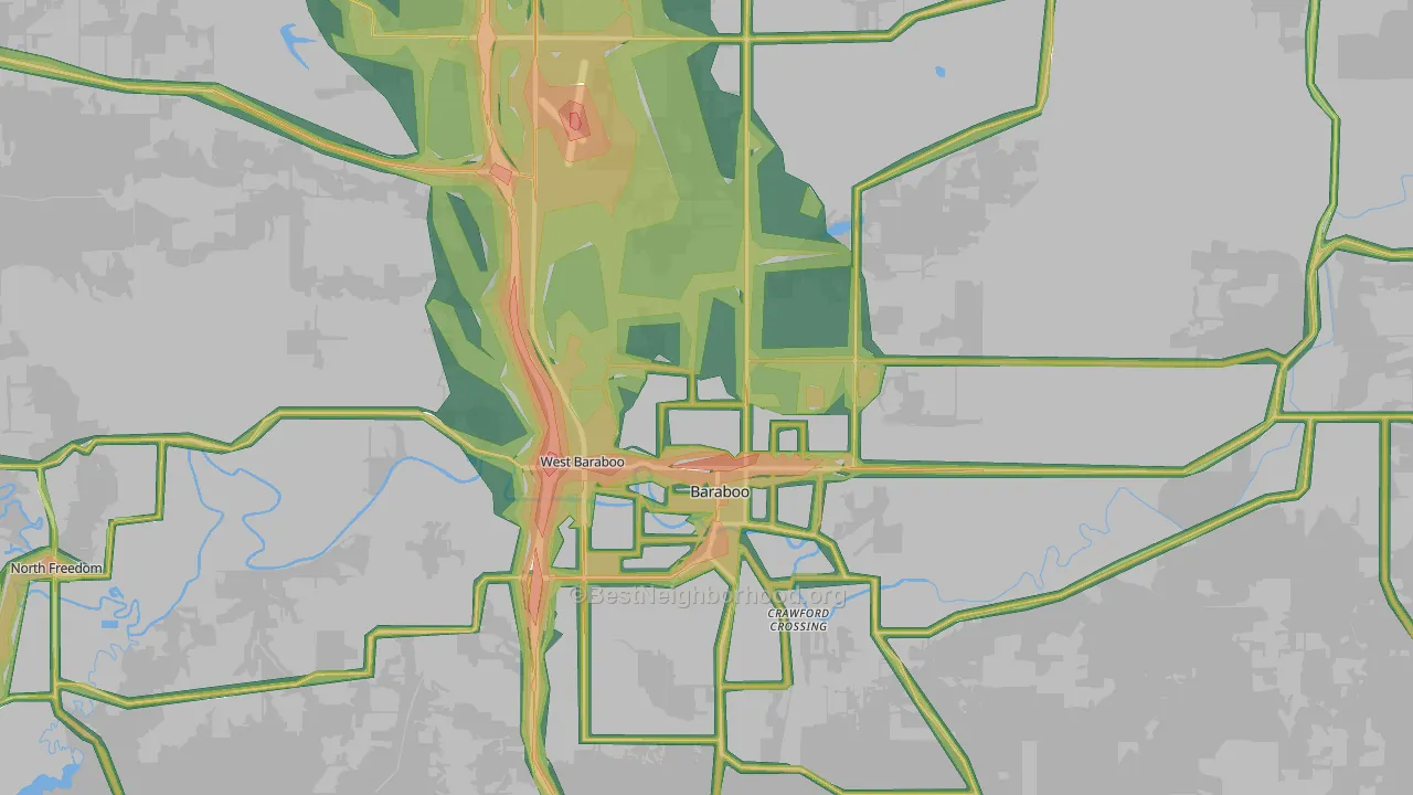 53913, WI Map of Noise Levels in 53913