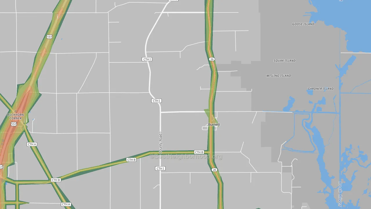 53922, WI Map of Noise Levels in 53922