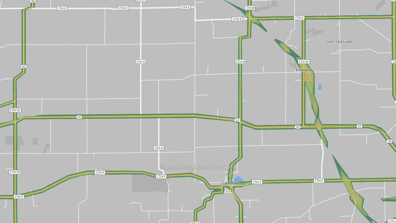 53923, WI Map of Noise Levels in 53923