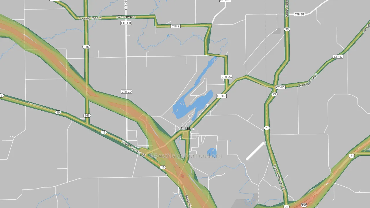 53932, WI Map of Noise Levels in 53932