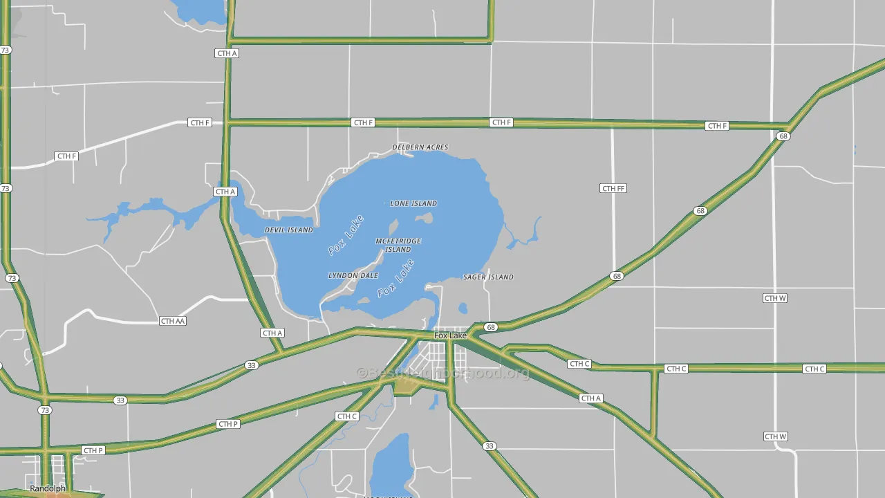 53933, WI Map of Noise Levels in 53933