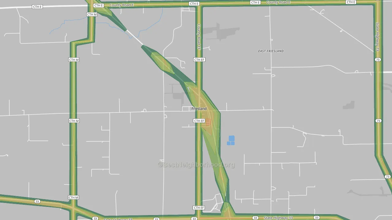 53935, WI Map of Noise Levels in 53935