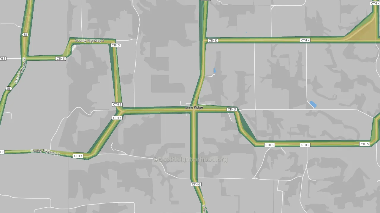 53942, WI Map of Noise Levels in 53942