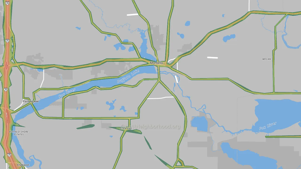 53949, WI Map of Noise Levels in 53949