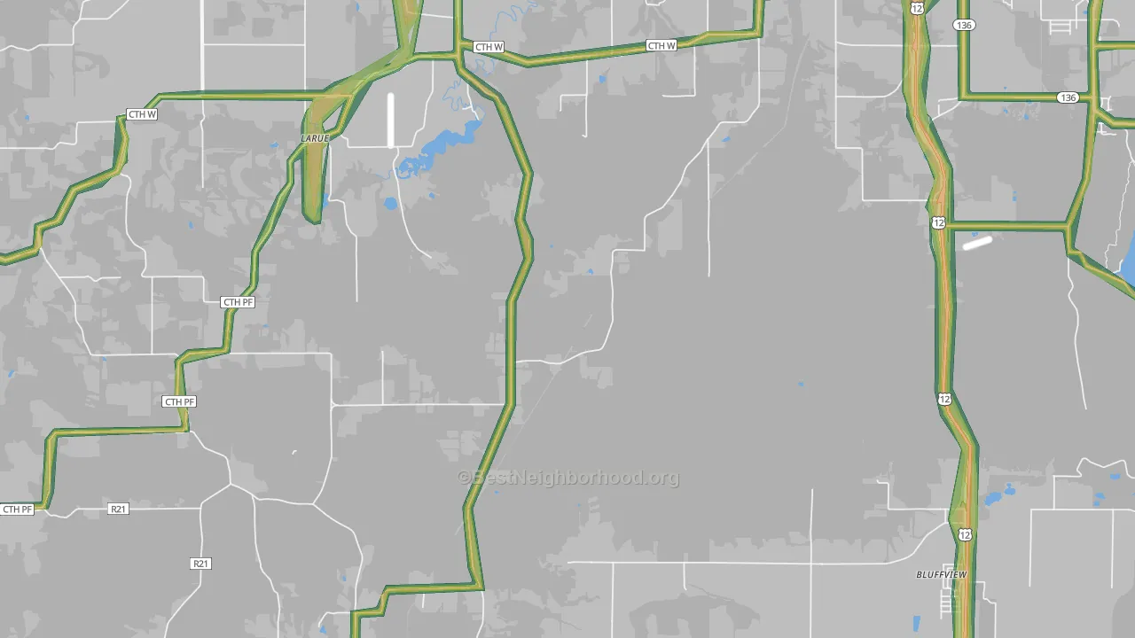 53951, WI Map of Noise Levels in 53951