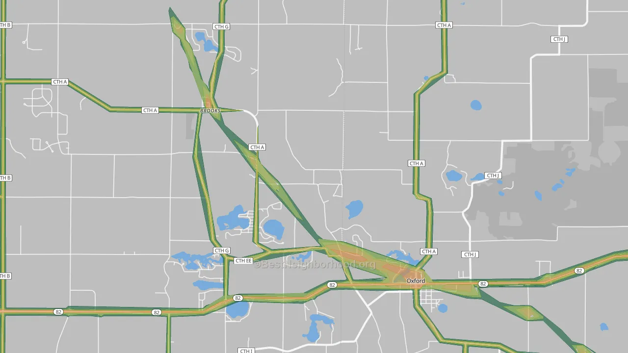 53952, WI Map of Noise Levels in 53952
