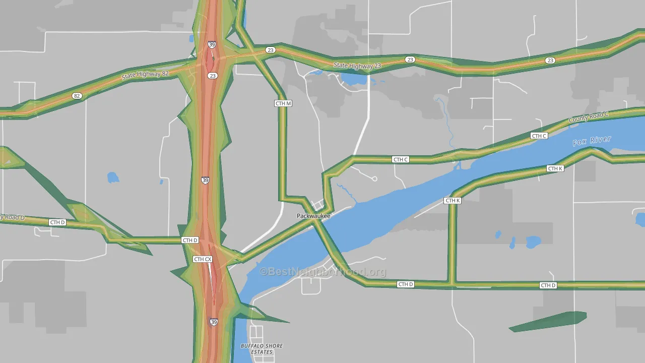 53953, WI Map of Noise Levels in 53953
