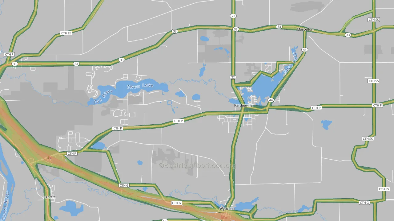 53954, WI Map of Noise Levels in 53954