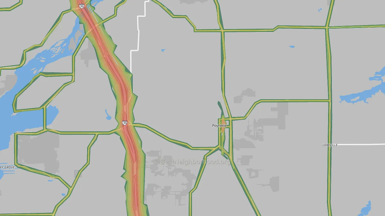 53955, WI Map of Noise Levels in 53955