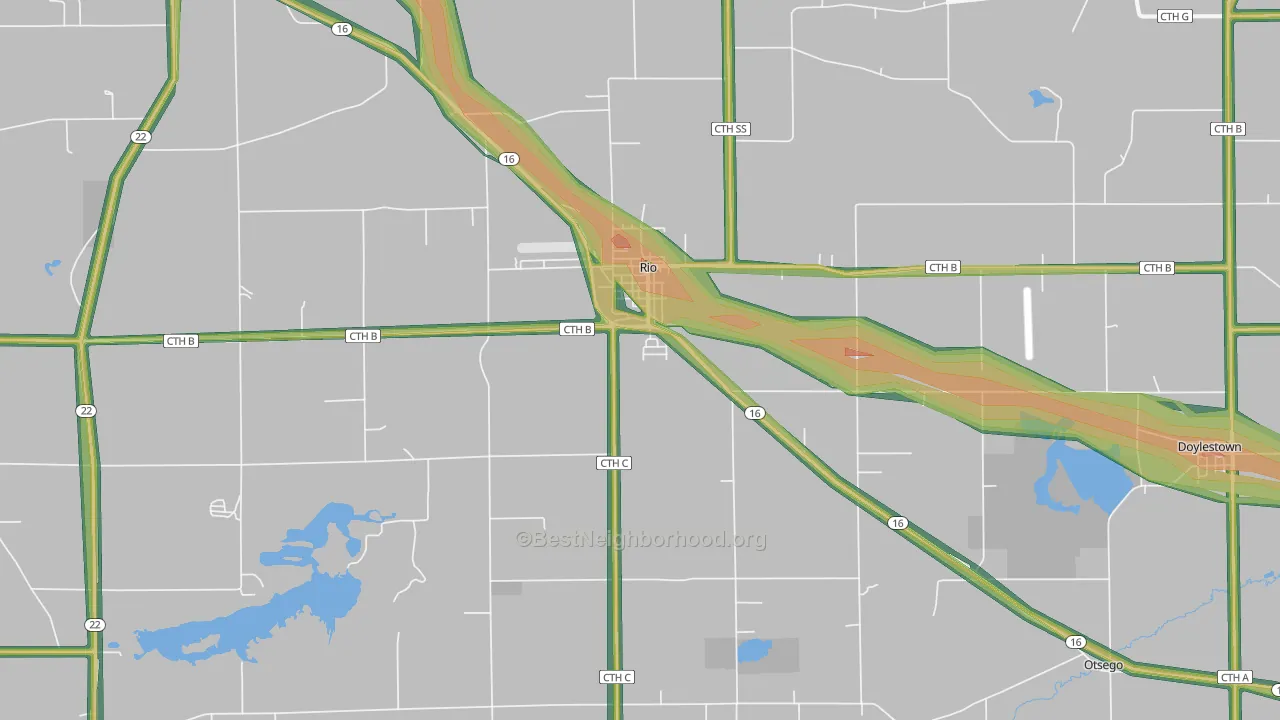 53960, WI Map of Noise Levels in 53960