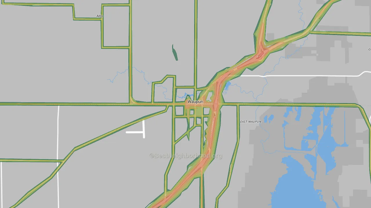 53963, WI Map of Noise Levels in 53963