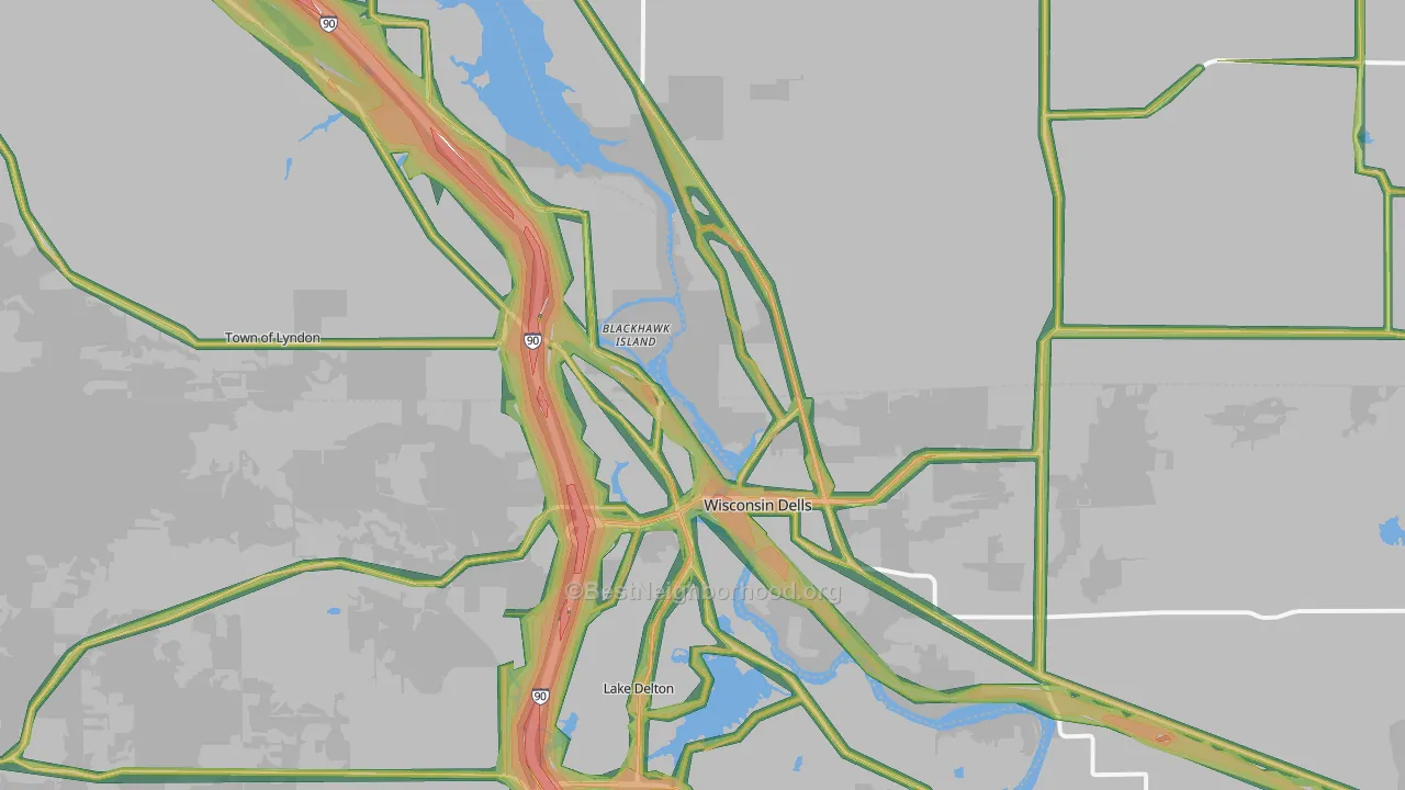 53965, WI Map of Noise Levels in 53965