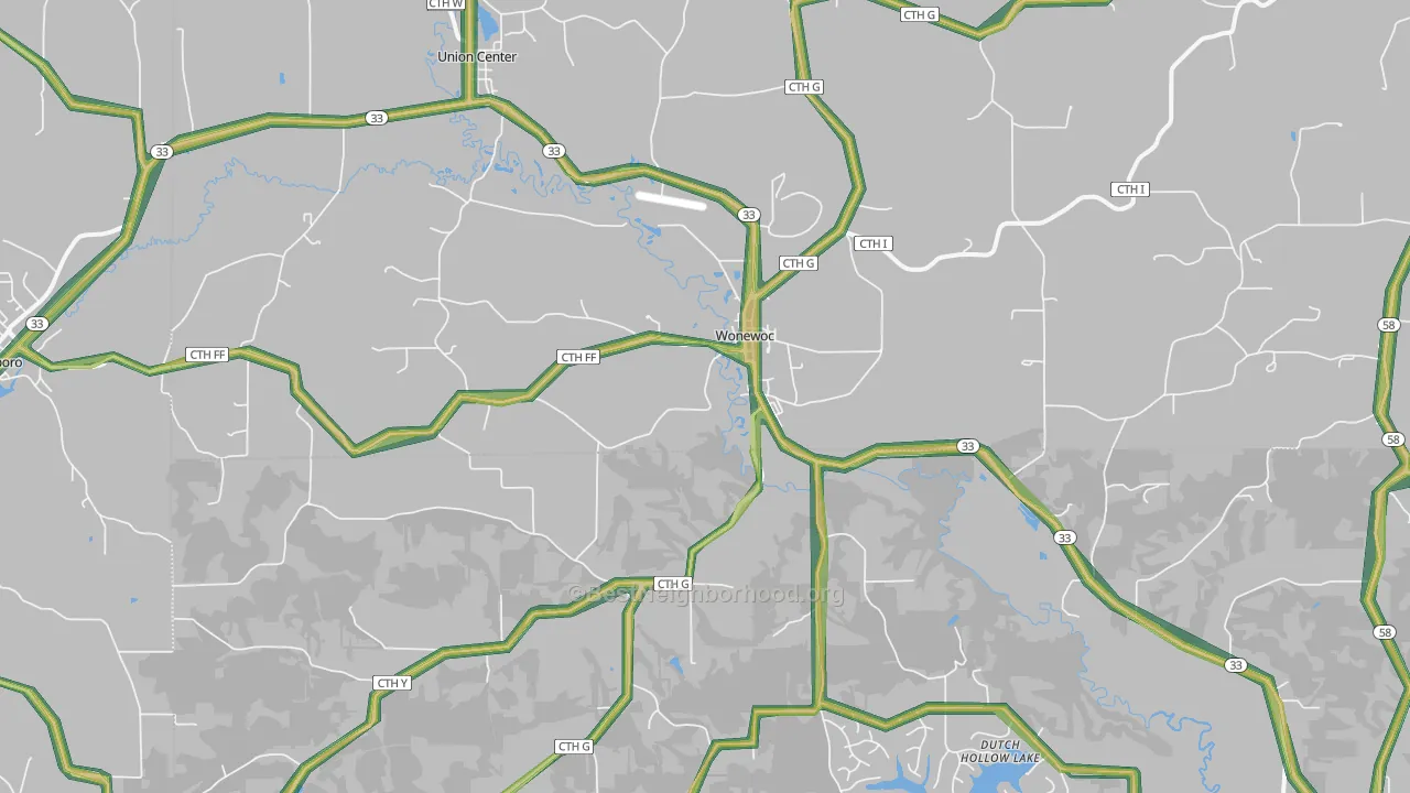 53968, WI Map of Noise Levels in 53968