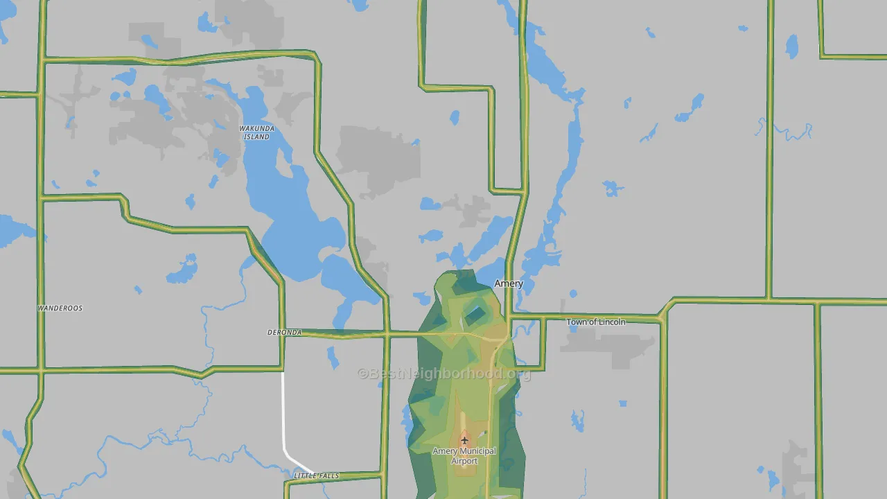 54001, WI Map of Noise Levels in 54001