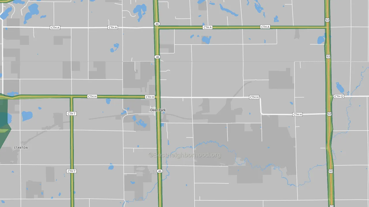 54007, WI Map of Noise Levels in 54007