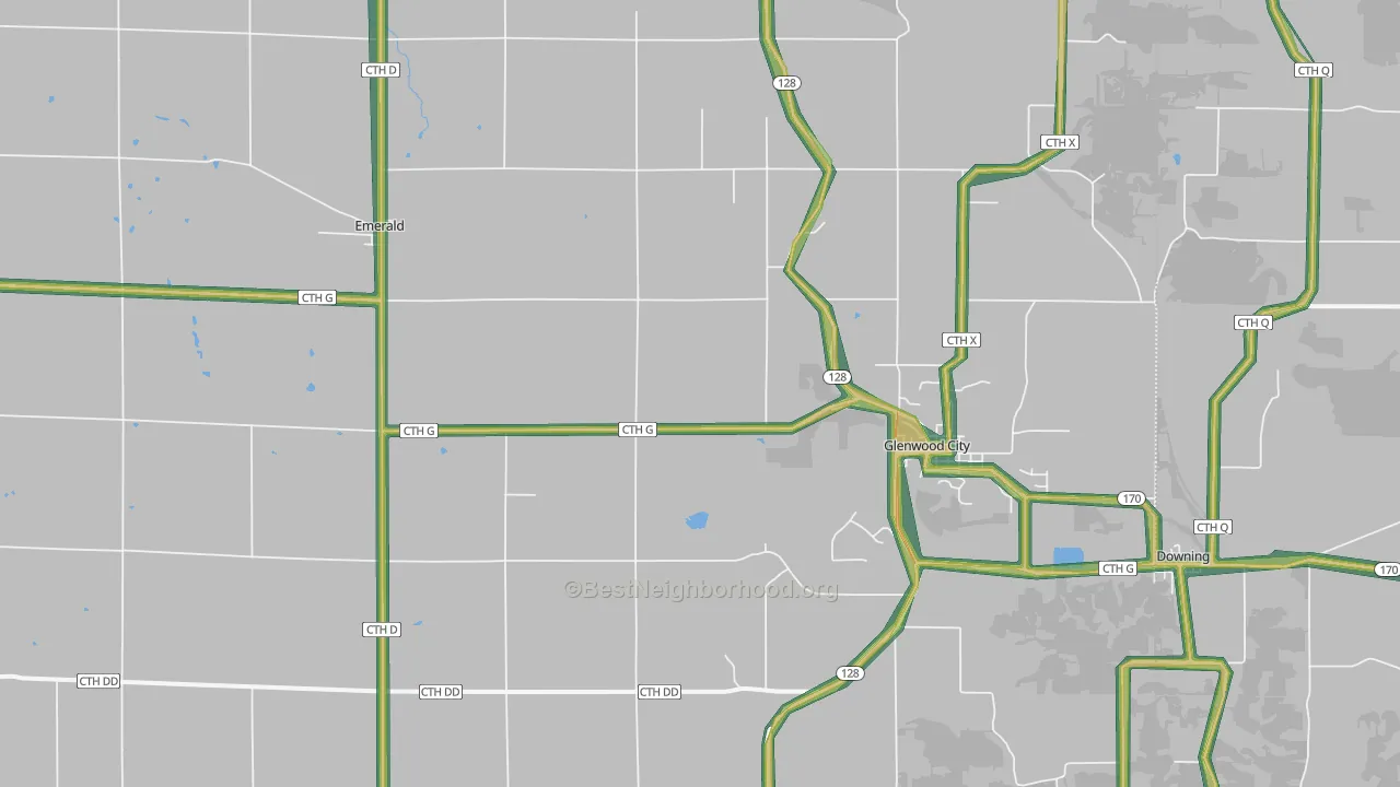 54013, WI Map of Noise Levels in 54013