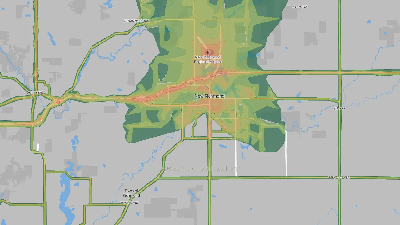 54017, WI Map of Noise Levels in 54017