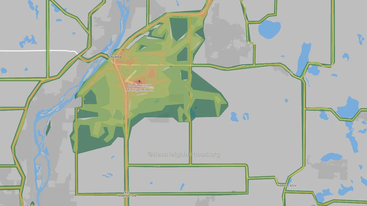 54020, WI Map of Noise Levels in 54020