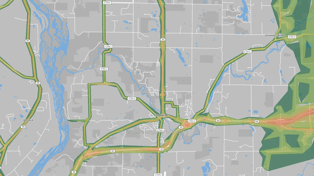 54025, WI Map of Noise Levels in 54025