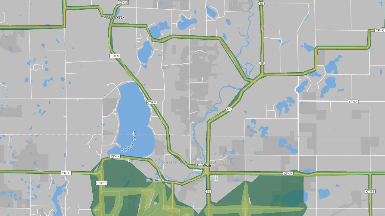 54026, WI Map of Noise Levels in 54026