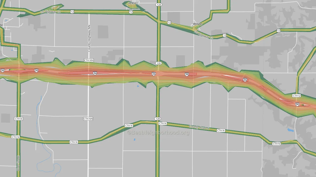 54027, WI Map of Noise Levels in 54027