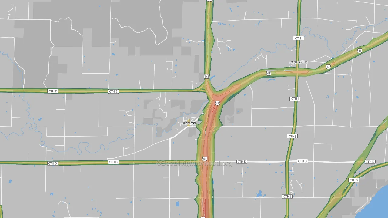 54101, WI Map of Noise Levels in 54101