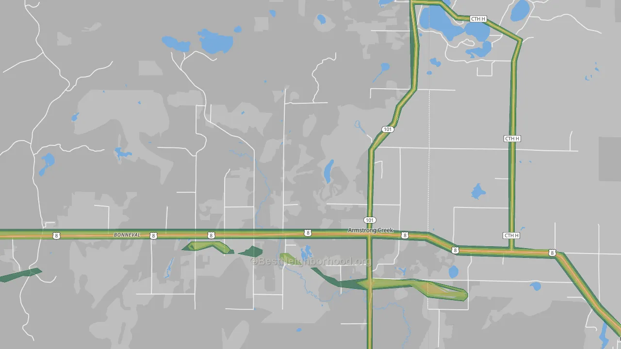 54103, WI Map of Noise Levels in 54103