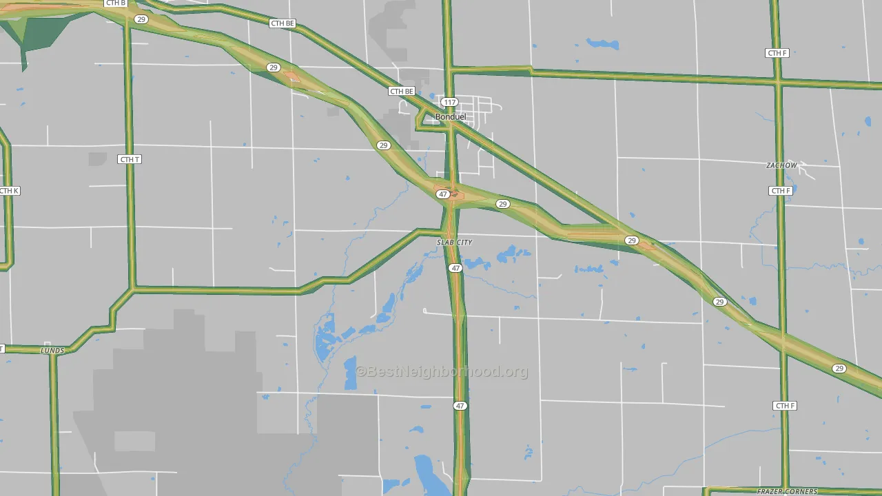 54107, WI Map of Noise Levels in 54107