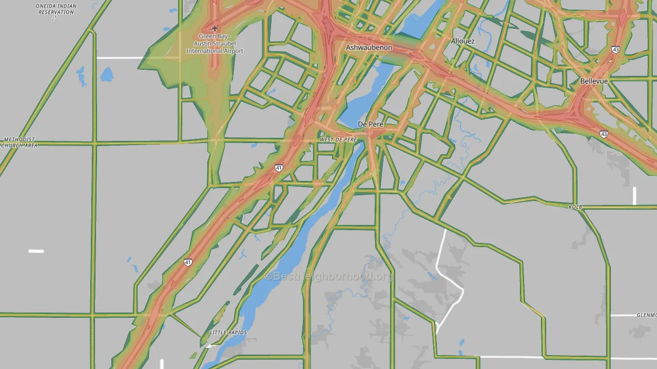 54115, WI Map of Noise Levels in 54115