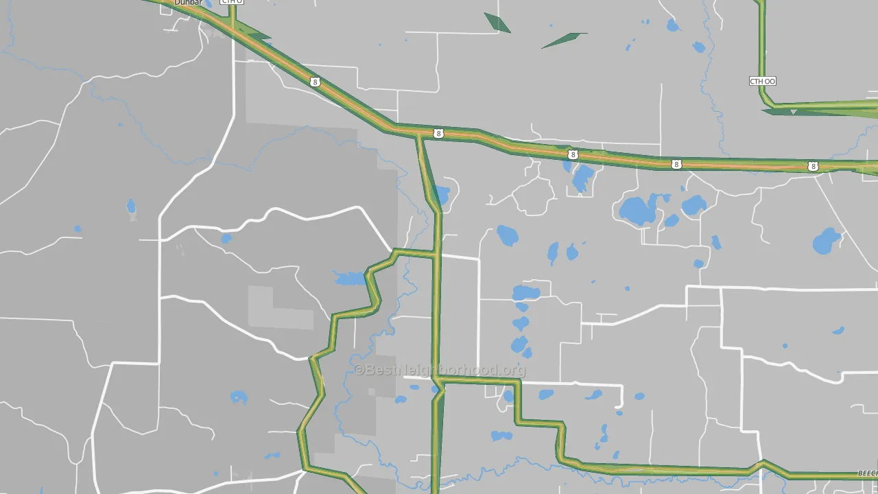 54119, WI Map of Noise Levels in 54119