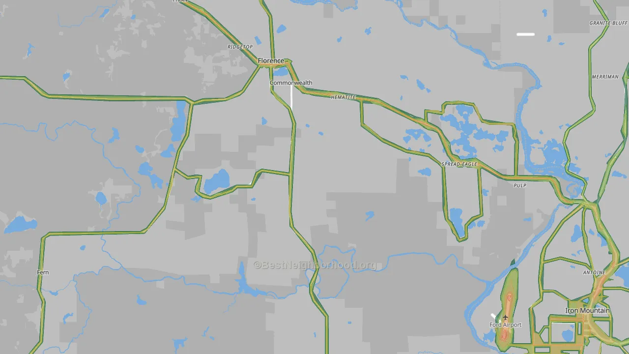54121, WI Map of Noise Levels in 54121