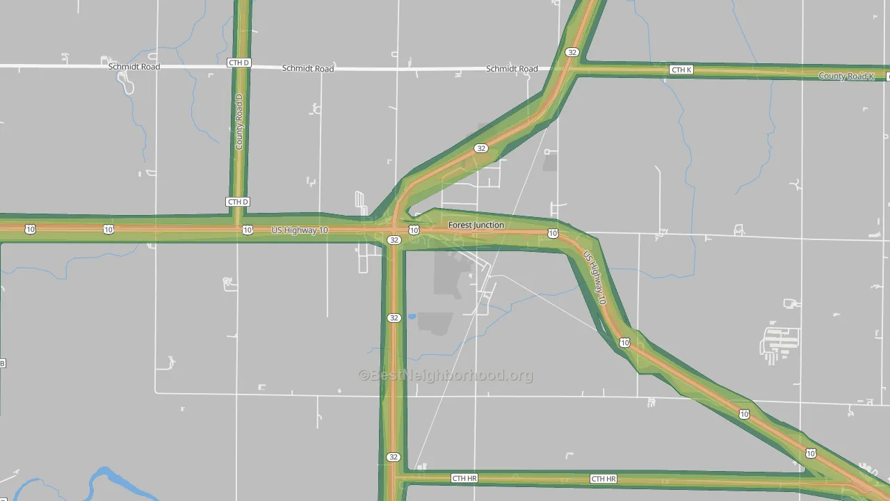 54123, WI Map of Noise Levels in 54123