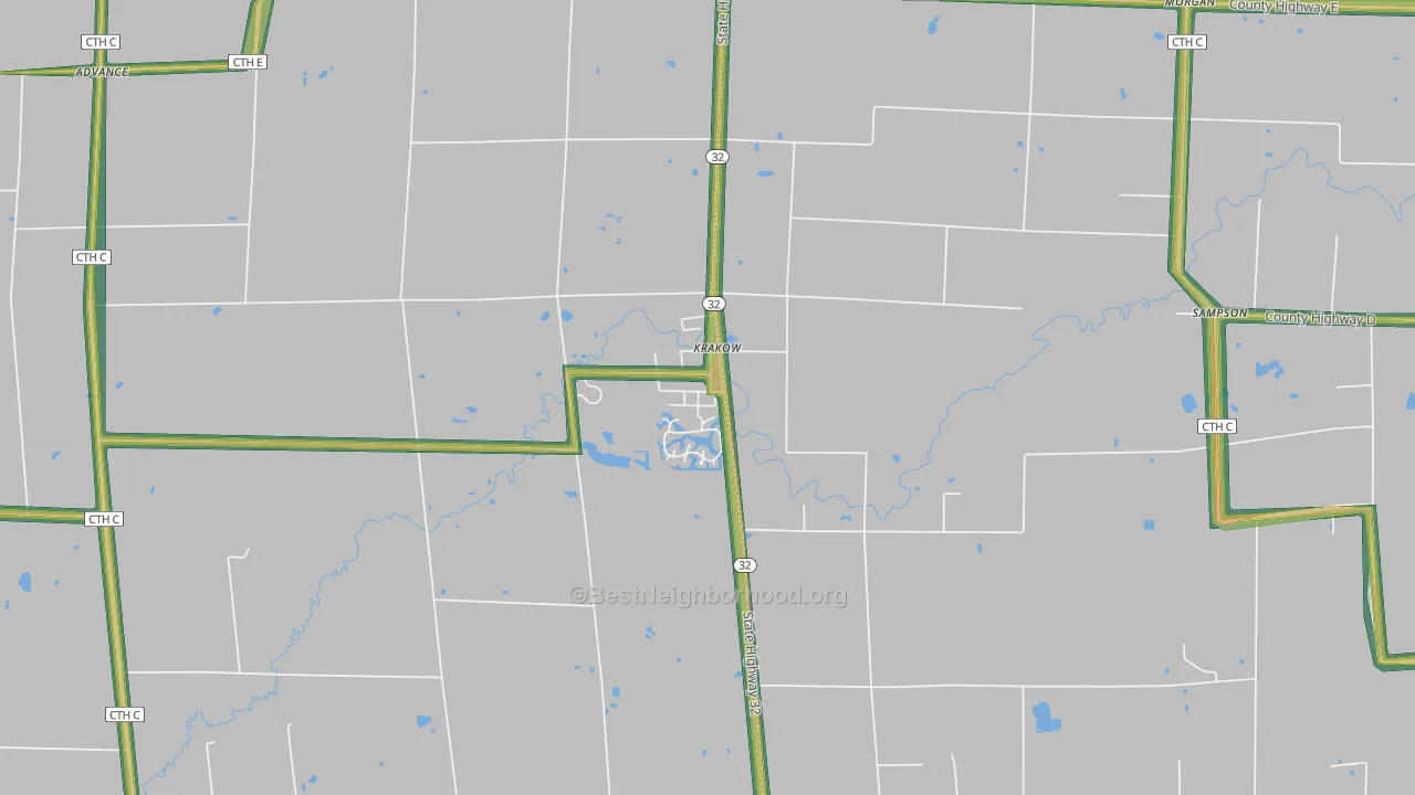 54137, WI Map of Noise Levels in 54137