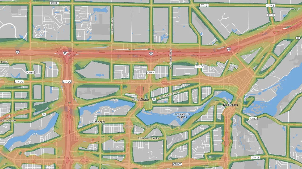 54140, WI Map of Noise Levels in 54140