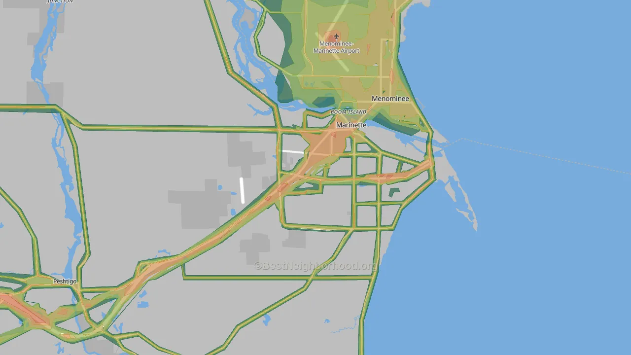 54143, WI Map of Noise Levels in 54143