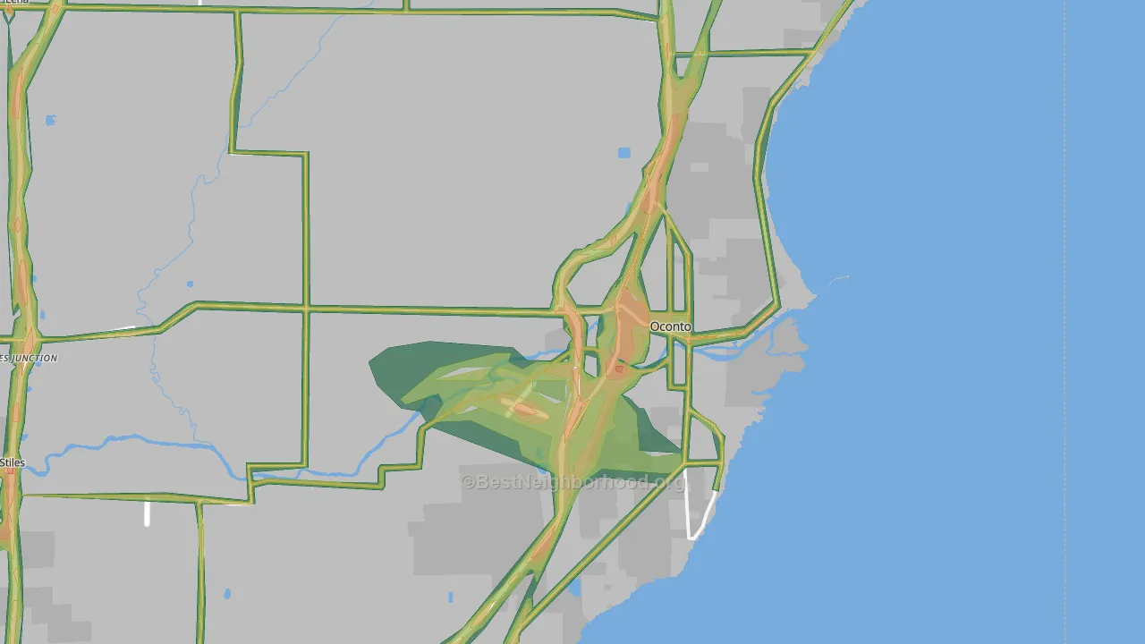54153, WI Map of Noise Levels in 54153